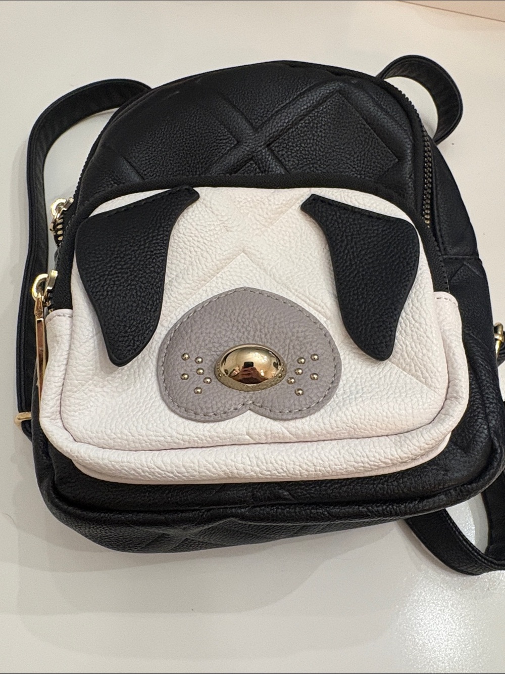 Betsey Johnson Quilted Faux Leather Puppy Mini Backpack Purse - Rare Kitsch